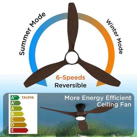 Pretty Sweet 52 Inch Ceiling Fan With Bright Led Lights And Wireless Remote Control featuring summer and winter modes, 6-speed settings.
