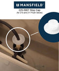 Heavy Duty White Stop Lock Cap For Toilet Flush Valves 225 5907 210 211 installed on a flush valve inside a toilet tank.