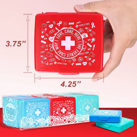 Grab And Go Pocket First Aid Kit With A Compact Hard Shell Case And 50 Essentials Per Pack For A Total Of 600 Medical Items In 12 Packs
