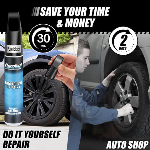 Matte Black Rim Touch Up Paint Kit For Curb Rash And Wheel Scratches, Quick And Easy DIY Rim Repair compared to auto shop