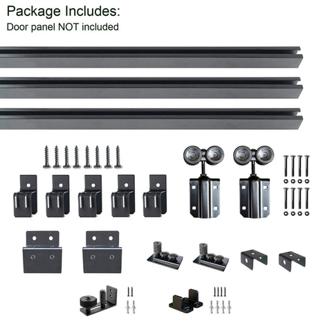 Rugged Heavy Duty 12 Foot Exterior Sliding Barn Door Hardware Kit for Outdoor Use Wall Mount Track System galvanized steel