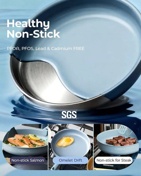 Ceramic Cookware Set With Detachable Handles Nonstick Pots And Pans 12 Piece Camping And RV Kitchen Kit Includes Lids