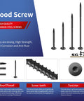 Heavy Duty 2 Inch Outdoor Structural Wood Deck Screws Size 14, 94 Pieces, Carbon Steel, Black, Flat Head, Rust Resistant Epoxy Coated With T30 Star Bit