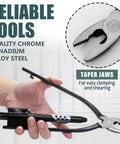 Close-up of Two Piece Safety Wire Pliers Set With 9 Inch And 6 Inch Chrome Vanadium Steel Twisting Tools showing taper jaws