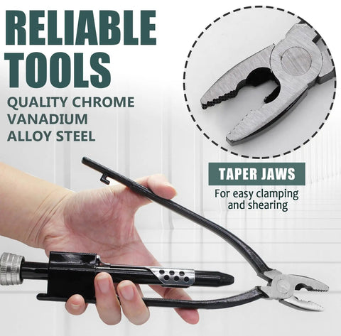 Close-up of Two Piece Safety Wire Pliers Set With 9 Inch And 6 Inch Chrome Vanadium Steel Twisting Tools showing taper jaws