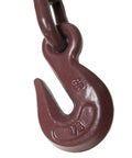 Close-up of a maroon 1/4 inch hook from Heavy Duty Lever Load Binder One Quarter Inch Chain For Cargo Control And Tie Down