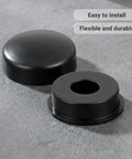 Black License Plate Screw Cap Kit With Eight Caps For Frame Bolts, Universal Fit, durable plastic, caps on gray surface