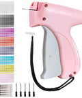 Pink Micro Stitch Gun For Quick Clothing Fixes Handheld Sewing Tool With 10 Needles And 2100 Mini Fasteners In 8 Colors