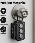 Key Lock Box With Removable Cable Shackle For Indoor Or Outdoor Use, Waterproof 4 Digit Resettable Combo mounted on door