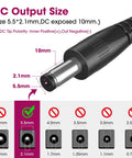 Close-up of DC connector, size 5.5mm x 2.1mm for 24V LED Power Supply 30W Non Dimmable UL Listed AC to DC Converter for LED Strip Lights