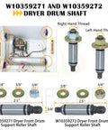 Upgraded 4392067 Dryer Repair Kit With W10837240 Idler Pulley For Smooth Drum Rotation Quiet Startup And Heat Issue Fix Replace Worn Components To Restore Peak Dryer Performance. W10359271 W10359272 drum shaft, 3/8" threads