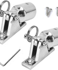 Bimini Top Hardware Set for Boats, 2 Deck Hinges with Quick Release Pins and Eye End Caps, 316 Stainless Steel