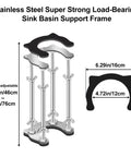 Stainless steel undermount kitchen sink bracket with space-saving upright support, adjustable height 18.1-30 in, non-slip pads.