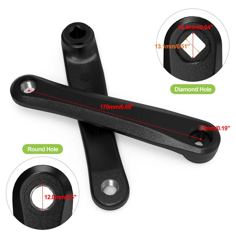 170 Millimeter Diamond Hole Crank Arm For BBS02 HD Mid Drive E Bike Kits Aluminum Alloy Crank Leg Fits Mid Motor E Bike Right Drive Side