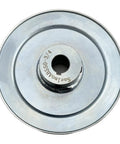 Top view of Heavy Duty Single Groove V Belt Pulley 5.5 Inch OD 3/4 Inch Bore Motor Pulley made from 1020 steel, zinc plated.