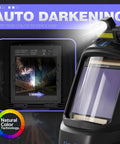 Pro Grade Auto Darkening Welding Helmet With Light Large 3.94 By 3.66 Inch View Four Arc Sensors True Color Optics