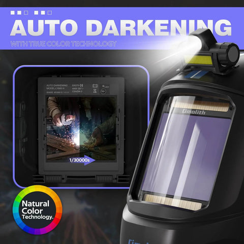 Pro Grade Auto Darkening Welding Helmet With Light Large 3.94 By 3.66 Inch View Four Arc Sensors True Color Optics