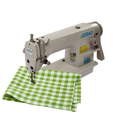 Pro Grade Leather Upholstery Sewing Machine With 110V 550W Pure Copper Motor shown with green checkered fabric