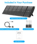 Ultra Lightweight 6 Lb 100W Portable Solar Panel Foldable With Handy Handle For Grab And Go Camping Power, accessories included.