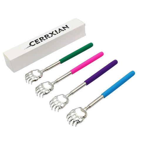 4 Pack Telescoping Bear Claw Back Scratcher Extendable Metal Back Scratcher With Rubber Handle Hand Massager Portable Pocket Size