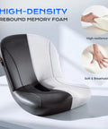 Premium Memory Foam Car Seat Cushion With Napa Leather Ergonomic Lumbar Support Pillow, high-density foam, black and white design.