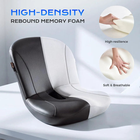 Premium Memory Foam Car Seat Cushion With Napa Leather Ergonomic Lumbar Support Pillow, high-density foam, black and white design.