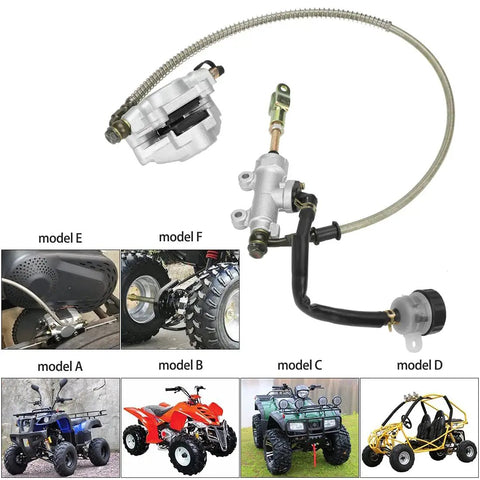 Rear Foot Disc Hydraulic Brake Master Cylinder Caliper Assembly Fits 150cc 200cc 250cc Go Karts ATVs Quad Bikes Dune Buggy