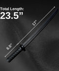 Mokume Style Polypropylene Practice Katana With Black Saya Scabbard 24.5 Inch Training Samurai Sword on textured black surface.