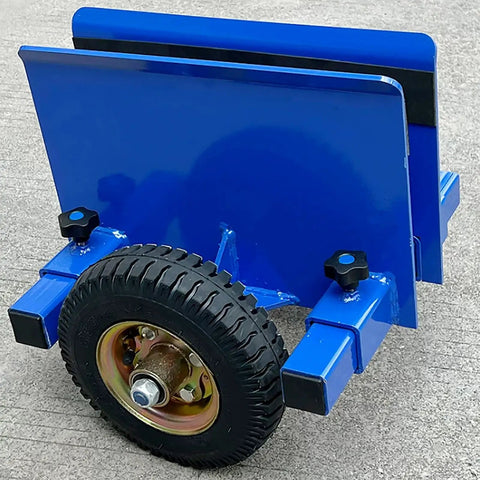 Heavy Duty Adjustable Panel Dolly With Lockdown Grip And Smooth Rolling Rubber Wheels For No Sweat Hauling Panels Or Doors On Busy Job Sites During Fast Track Renovation Work, blue body, large rubber wheel.