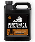 100 Percent Pure Tung Oil Wood Finish Black Straight Up Durable 128 Oz 1 Gallon Jug shown front view with matte finish label.