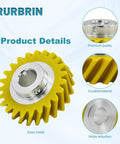 Upgraded Mixer Worm Gear Replacement For Whirlpool And KitchenAid Stand Mixers Fits 4162897 4169830 AP4295669 2 Pack Precision Machined, yellow gear with metal detail, easy install, premium quality, noise reduction, durable material.