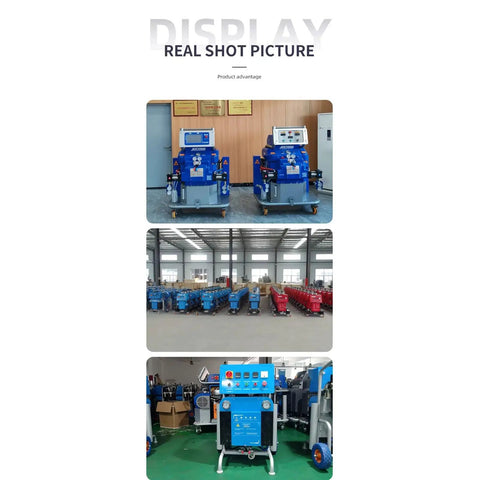 Heavy Duty Portable Polyurea And Polyurethane Spraying Machine For Efficient Foam Insulation shown in various angles in a warehouse.