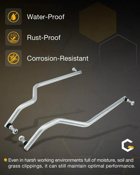Adjustable Drag Link Set For Riding Lawn Tractors, Pair Of Front Tie Rod Ends With Easy Toe In Adjustment, Reduces Tire Wear And Extends Tire Life, Improves Steering Control And Overall Mower Performance, silver iron