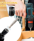 Top Notch 7 Piece Triple Square Spline Bit Set With 1/4 Inch Hex Shank And 12 Point Magnetic Torx Head in use with hand drill.