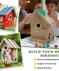Family painting Large Wood Bird House Kit For Outdoors DIY Weekend Project For Adults Build It Yourself With Pre Cut Pieces
