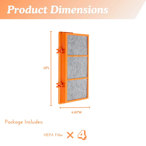 3 In 1 HEPA Filter Replacement For Smoke Grabber Holmes Air Purifier HAPF30AS U4R Odors Dust VOCs Eliminator 4 Pack dimensions