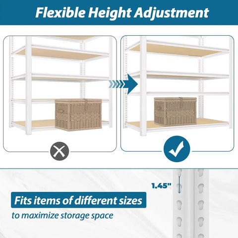 Beefy 5 Tier Metal Closet Shelving Unit With 36W 16D 72H Dimensions Industrial Steel Frame Thick FSC Certified Wood Shelves That Stay Flat Breathable And Warp Resistant Storage Organizer For Home Or Garage, adjustable shelf height