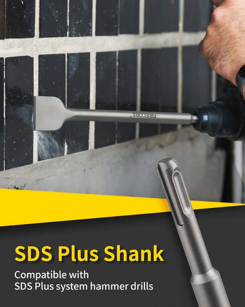 SDS Plus tile removal chisel by Firecore, alloy-steel chisel for demolition with rotary hammer drills