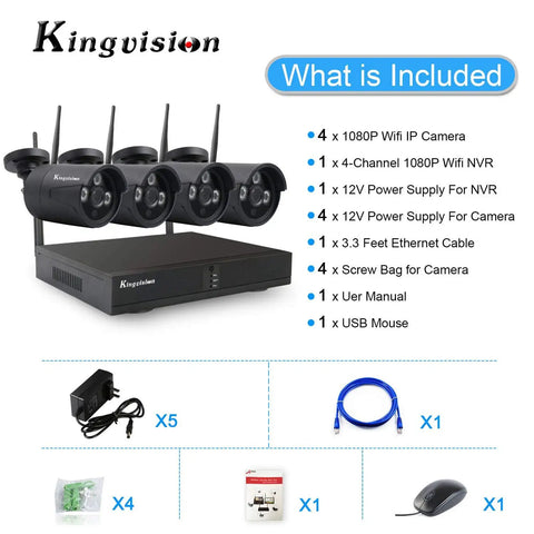 8 Channel WiFi Home Security Camera System With 1296P Clarity NVR Kit Includes Four 3MP Waterproof CCTV IP Cameras shown