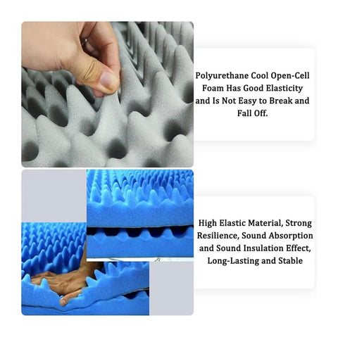 Top Shelf Soundproof Panels For Car Noise Insulation Vibration Damping Mat Acoustic Foam Roll Thick 3 Cm Blue Sheet with textured surface.