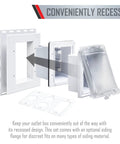 Exploded view of Built Tough Heavy Duty 1-Gang Recessed Weatherproof In-Use Outlet Cover 6-In-1 Nonmetallic Design in white.