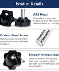 Twelve Pack Of Quarters Twenty By One Inch Star Thumb Screws With Knurled Faces showing ABS head and carbon steel screw, highlighting smooth grip.