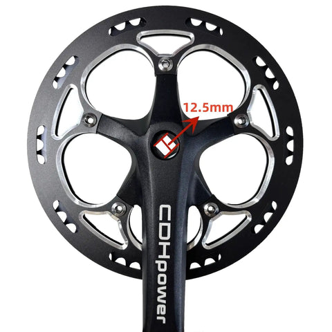 52T Aluminum Beefy Single Speed Crankset With 170 mm Arm And 130 mm BCD Chainring Guard in sand black finish