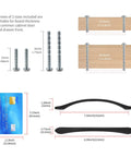 Diagram showing Six Pack Matte Black Cabinet Pulls 7.5 Inch Hole Center sizes and screw options