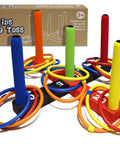 Indoor And Outdoor Ring Toss Game For Kids And Grownups With 5 Poles 2 Bases 16 Soft Foam Rings In 4 Colors Score Markers
