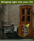 Sturdy LED Lighted Wired Doorbell Push Button With Heavy Duty Wall Mount Night Visibility Durable Metal Housing Easy Replacement For Home And Garage Door Opener Systems on brick wall beside wooden door