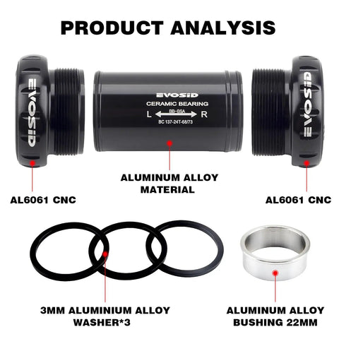 Beefy Ceramic Bearing Bottom Bracket 68 73mm BSA English Thread 22mm Or 24mm Spindle with aluminum alloy parts