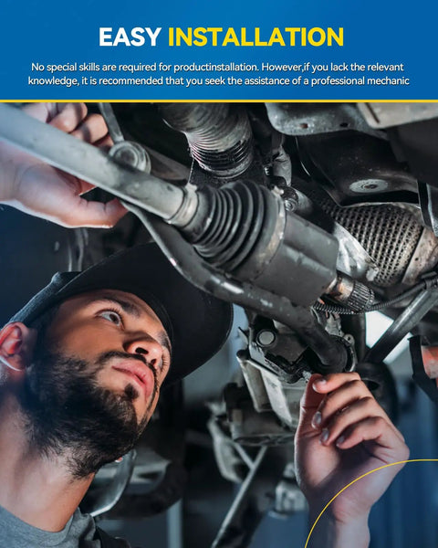 Mechanic installing Premium Front CV Axle Shaft Assembly For Nissan Altima 2013 To 2018 2.5L Sedan under a car.