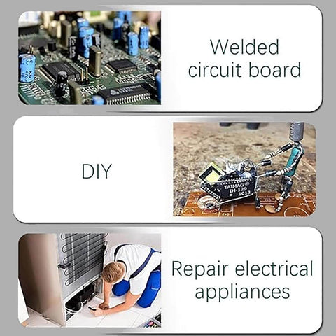 Internally Heated 8 Piece Welding Tool Set With 60W Soldering Iron And Soldering Gun Ceramic Heating For Fast Heat Up Ergonomic Non Slip Handle Pro Grade Portable Welding Kit used on circuit boards and electrical appliances.
