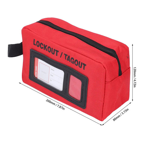 Lockout Tagout Kit Bag For Loto Devices, Heavy Duty Polyester Organizer with visible display, front view